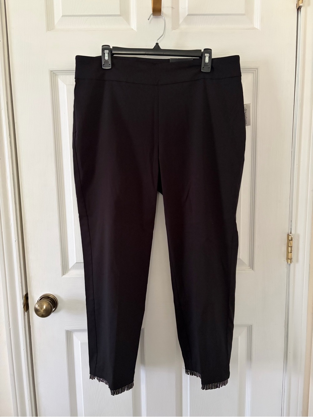 Roz & Ali Slim Ankle Dress Pants in Black with Jewel Accent